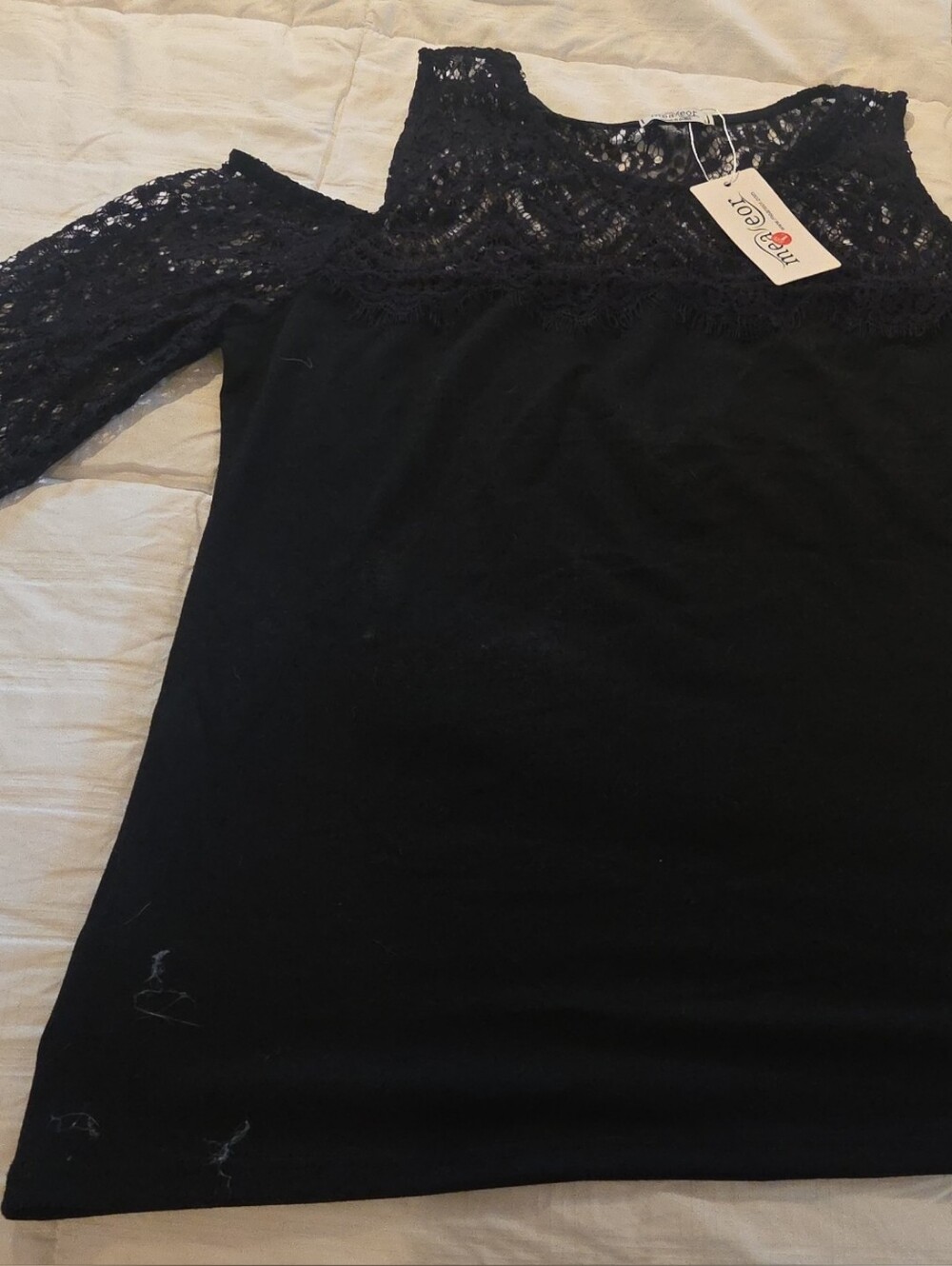 Black Lace Cold Shoulder Top